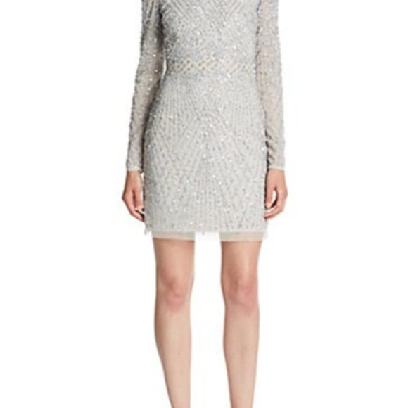 Aidan Mattox Embellished V-Back Dress - Picture 1 of 4